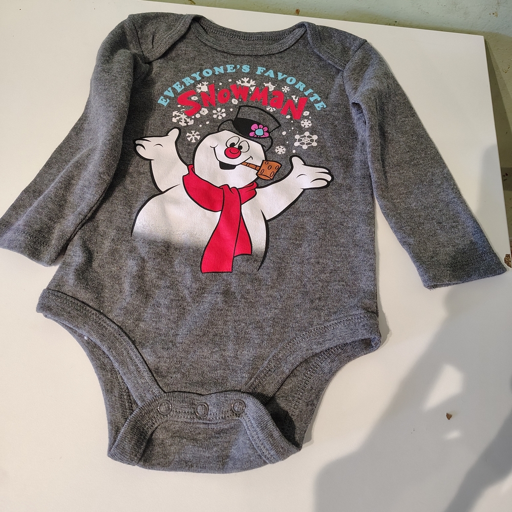Jack Frost Onesie Grey Long Sleeve Baby Boy Christmas Winter Bodysuit 9 Months